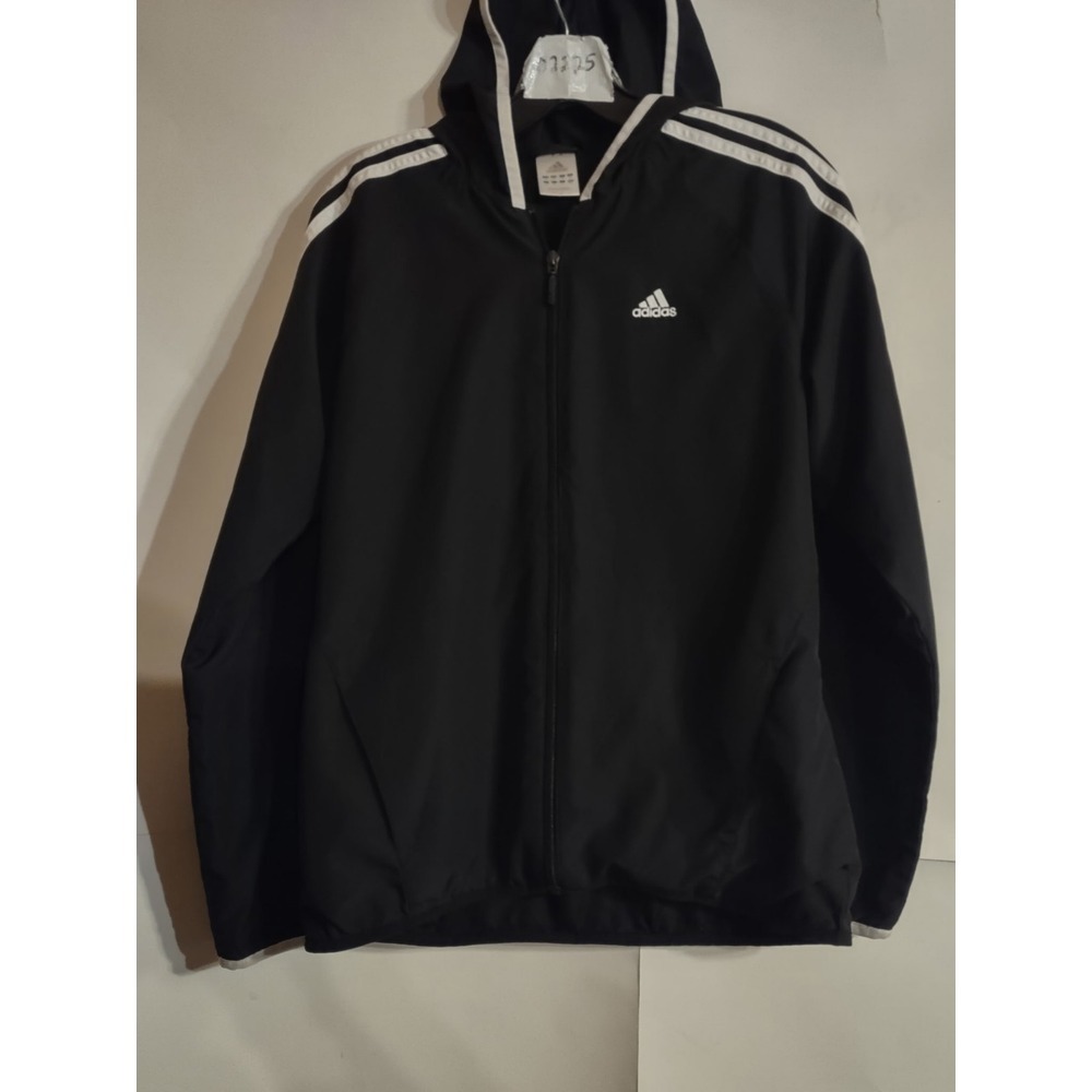 Adidas Black Windbreaker, Jacket, Men's Size M, Beach, Running, Office, Striped - Picture 2 of 8